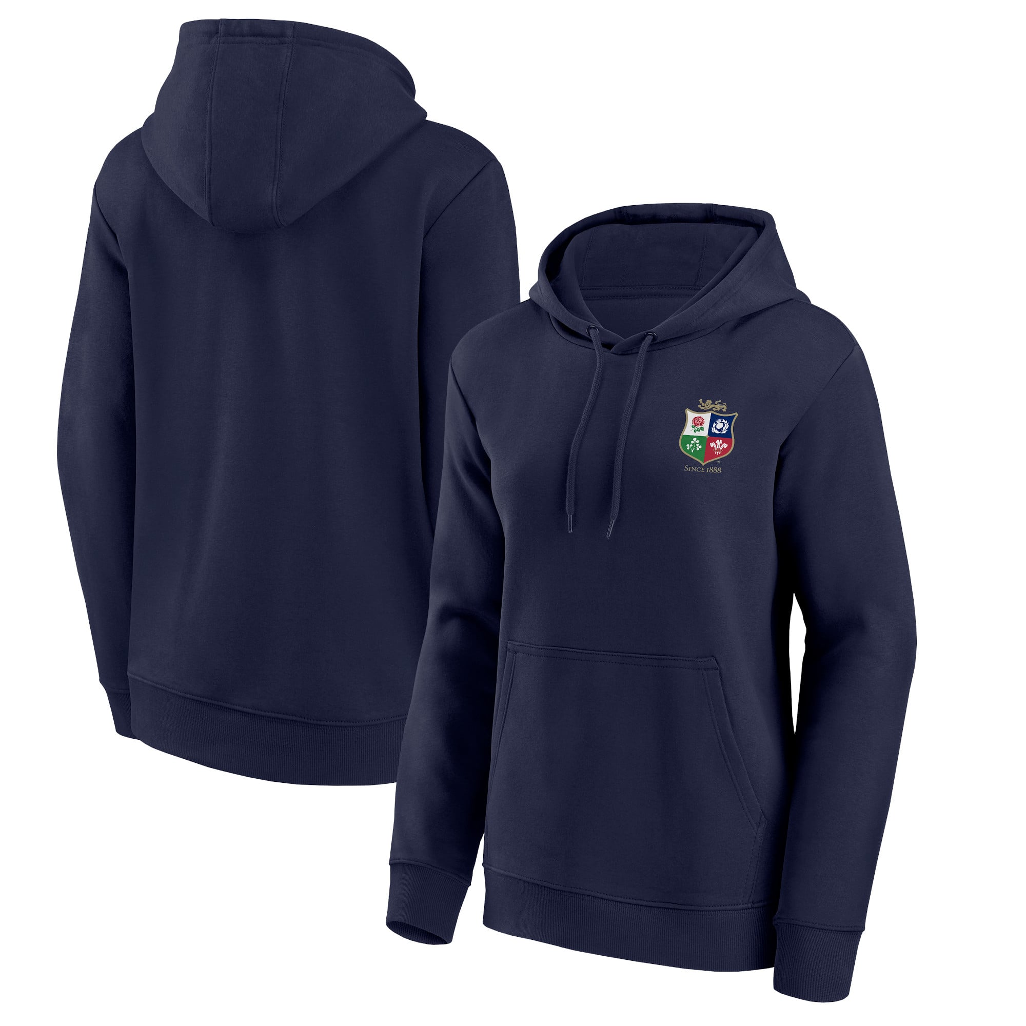 Kapuzenpullover mit kleinem Wappen der British & Irish Lions – Marineblau – Damen