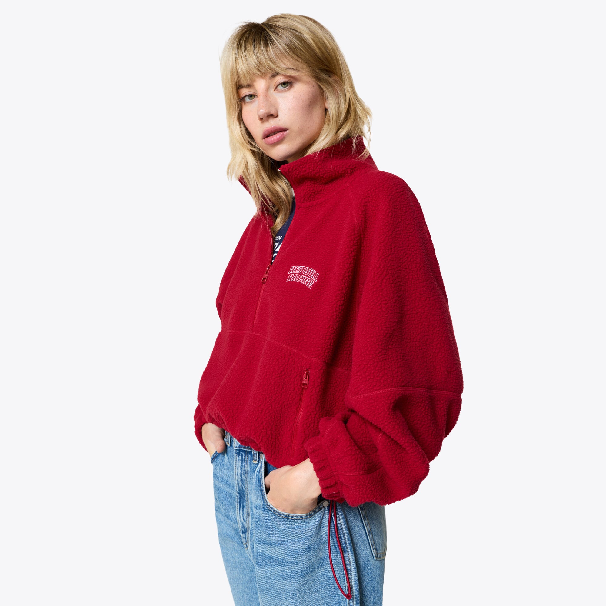 Oracle Red Bull Racing Pepe Jeans Half Zip Fleece - Rot - Damen
