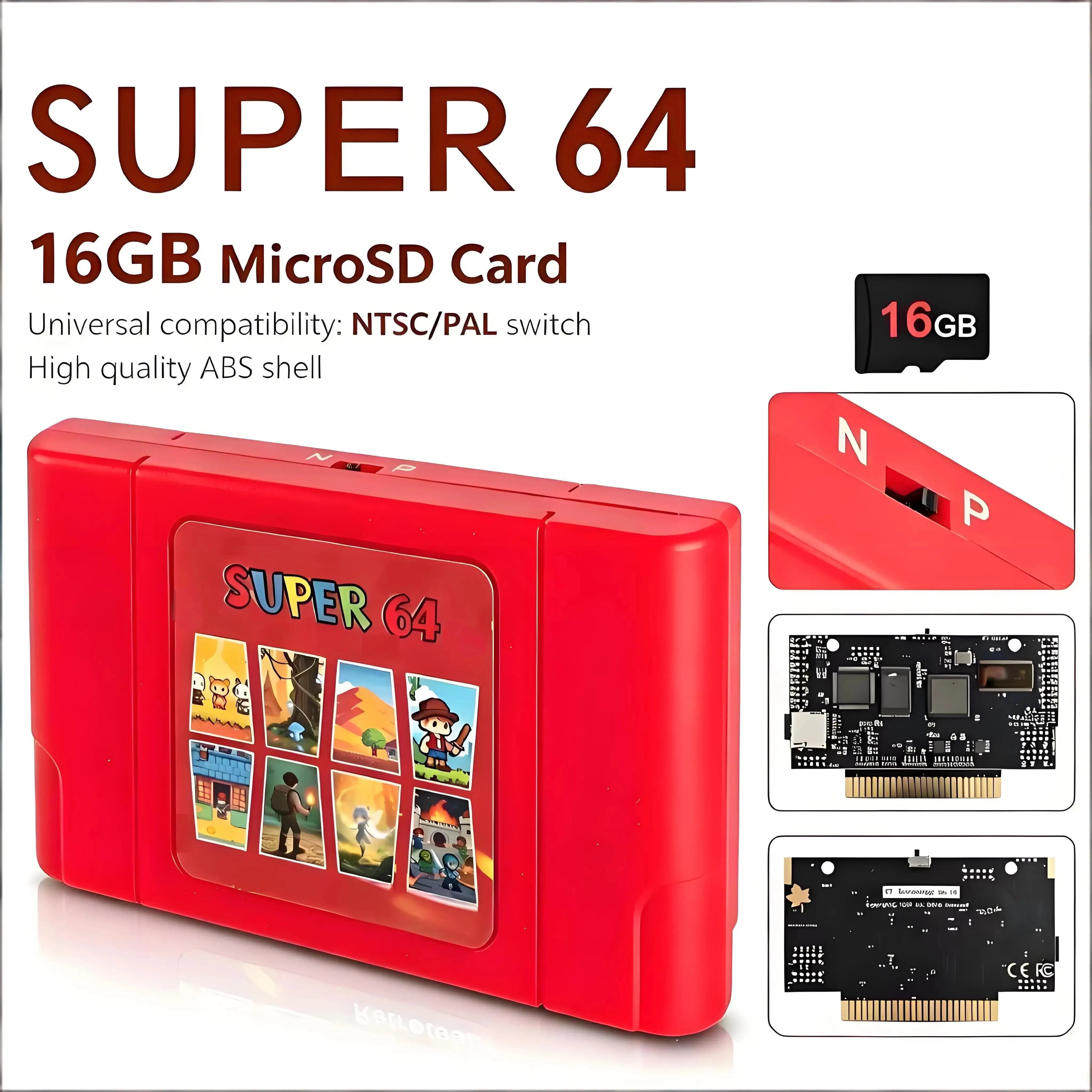 Super 64 Game Card 340 In 1 Game N64 Cartridge for N64 Video Game Console Region Free With 16G Card For Nintendo