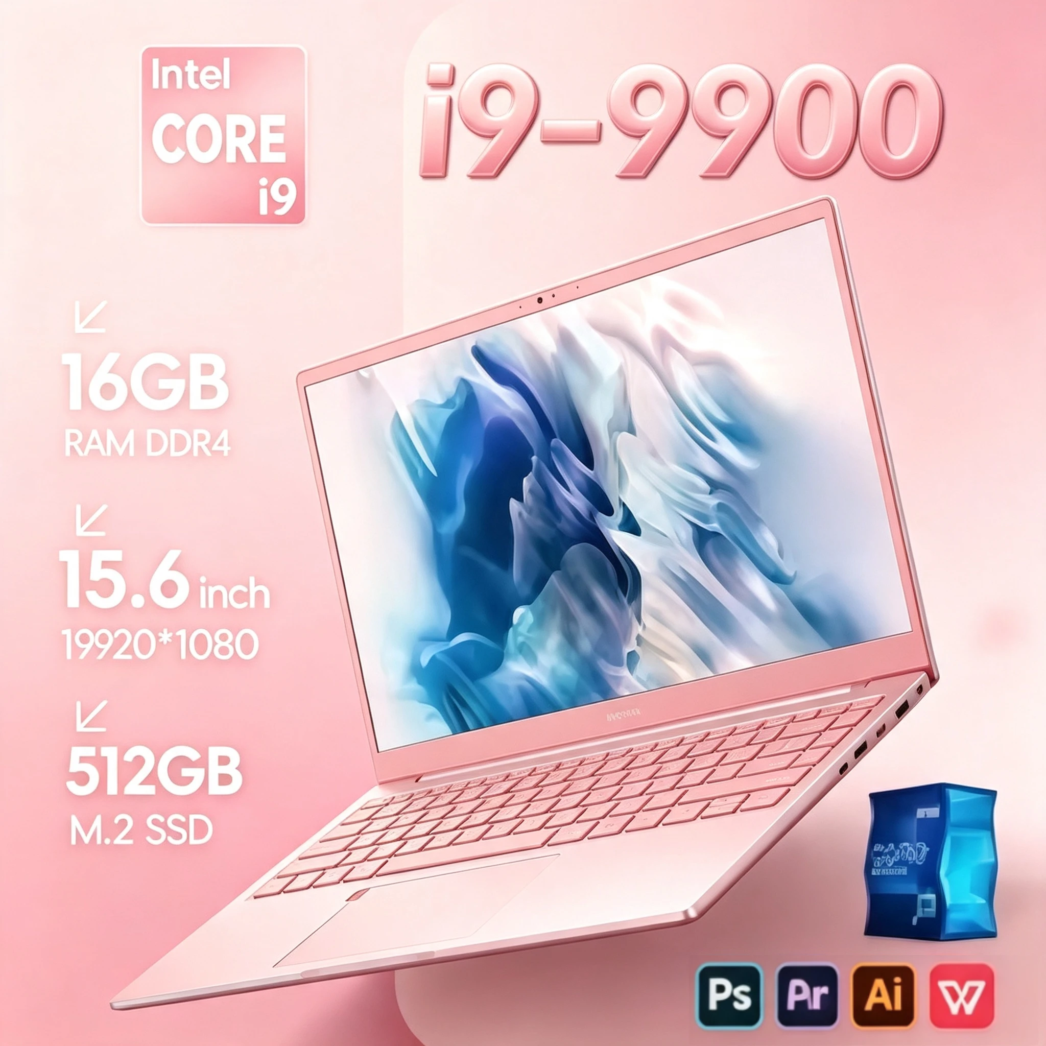 portable Computer 15.6 Inch Windows 11 Pro Laptops Intel Core I9-9900 16GB RAM 1TB SSD Office Gamer Study Notebook Computer PC