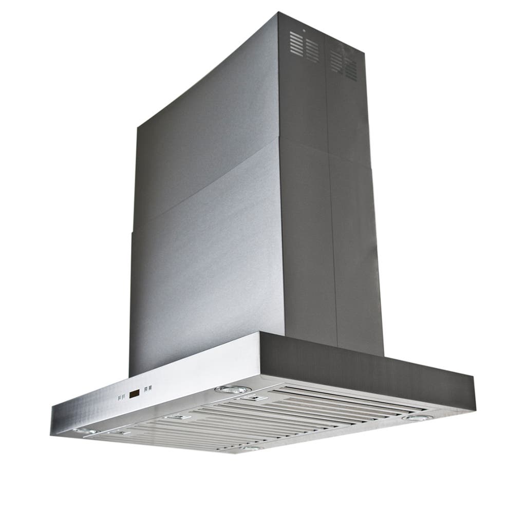 Modern 36-Inch Island Range Hood PLFI 750.36 - 1100 CFM, Dual Blower, LED Lighting