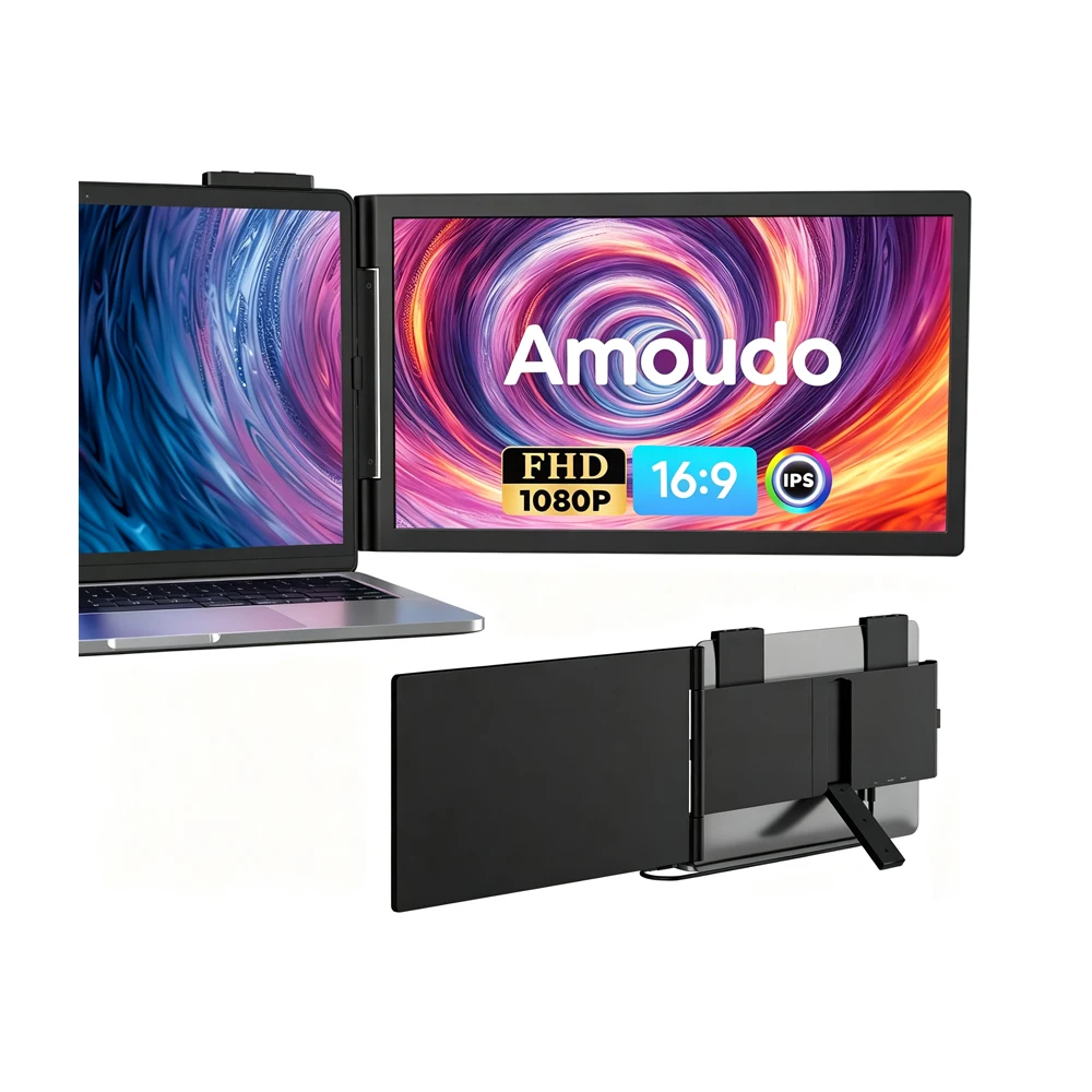 Moniteur portable Amoudo 14 pouces FHD 1920*1080P 60HZ écran IPS, extension d