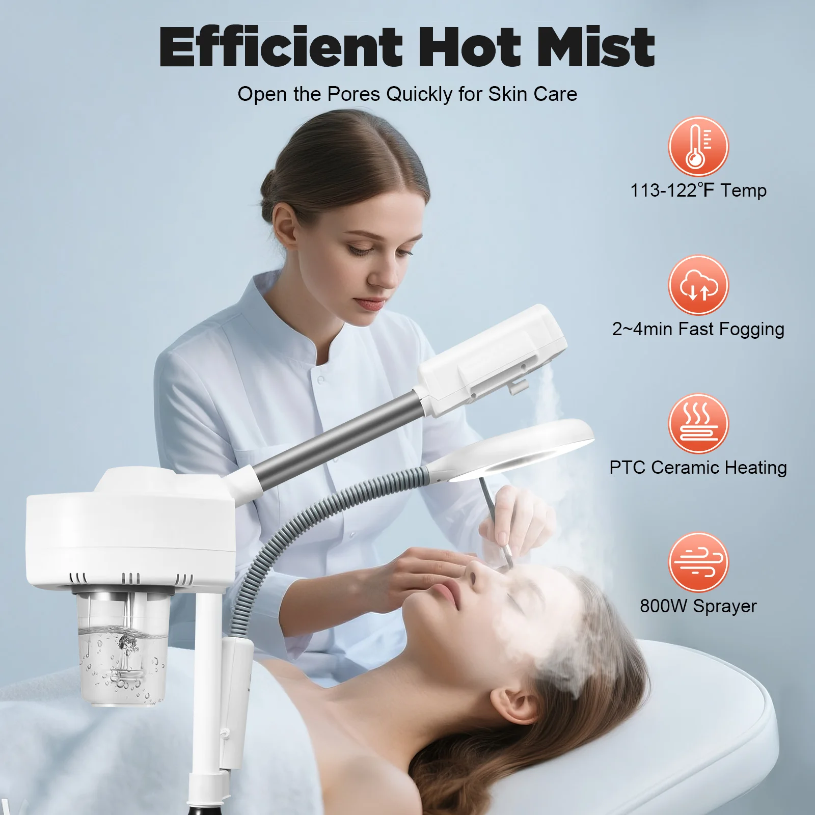 Appareil de soin du visage 2 en 1, 220 V, prise européenne, appareil professionnel pour le soin du visage avec lampe grossissante 5X, idéal pour la maison, les salons de beauté, les spas et les