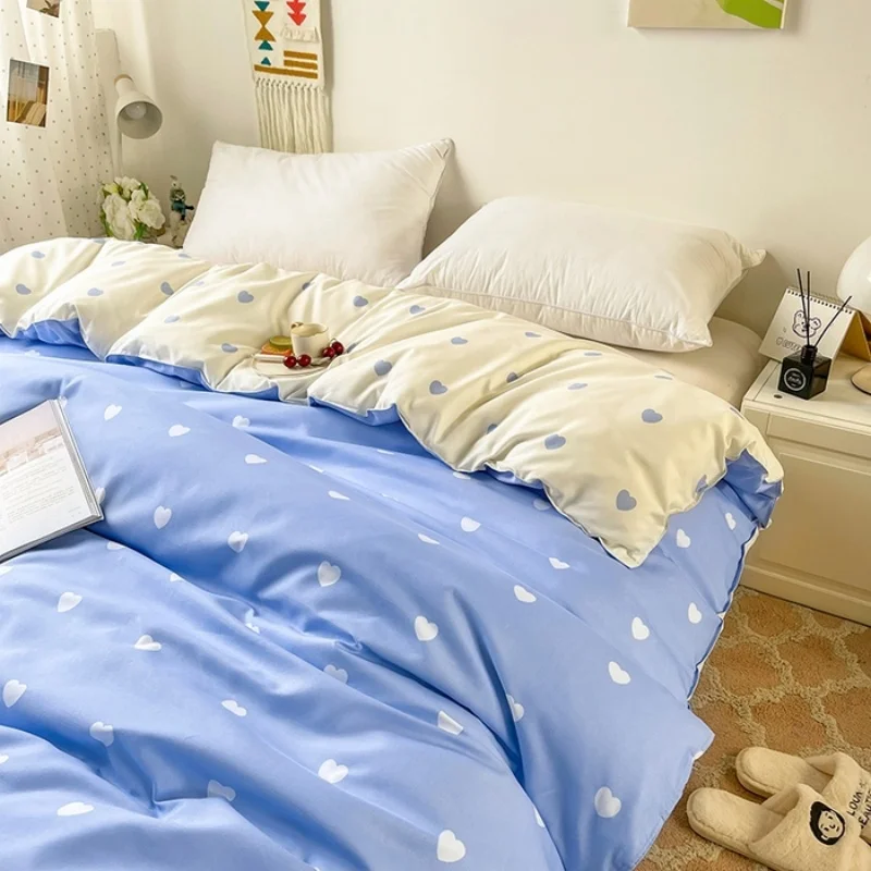 1 housse de couette en polyester doux, motif cœur moderne, avec fermeture à glissière, respirante, lavable en machine, linge de maison et de dortoir, 150*200