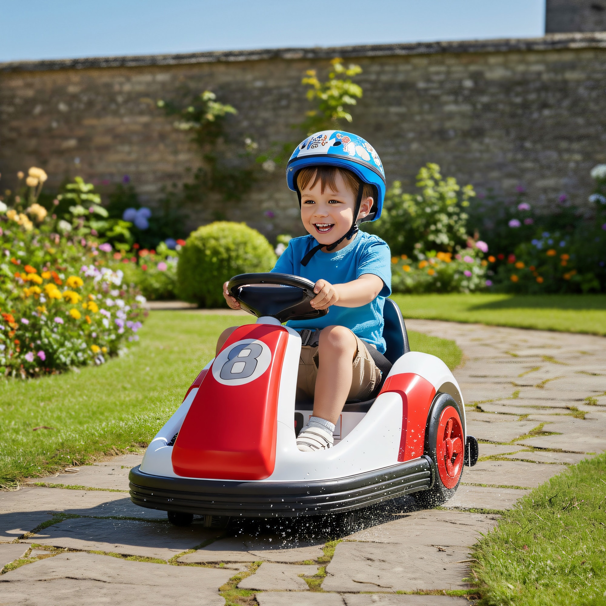 Qaba 6V Kids Bumper Car with Big Wheels, 3.1 Mph Max, Electric Car for Kids with 360-Degree Spin, LED Power Display, Dual Motors