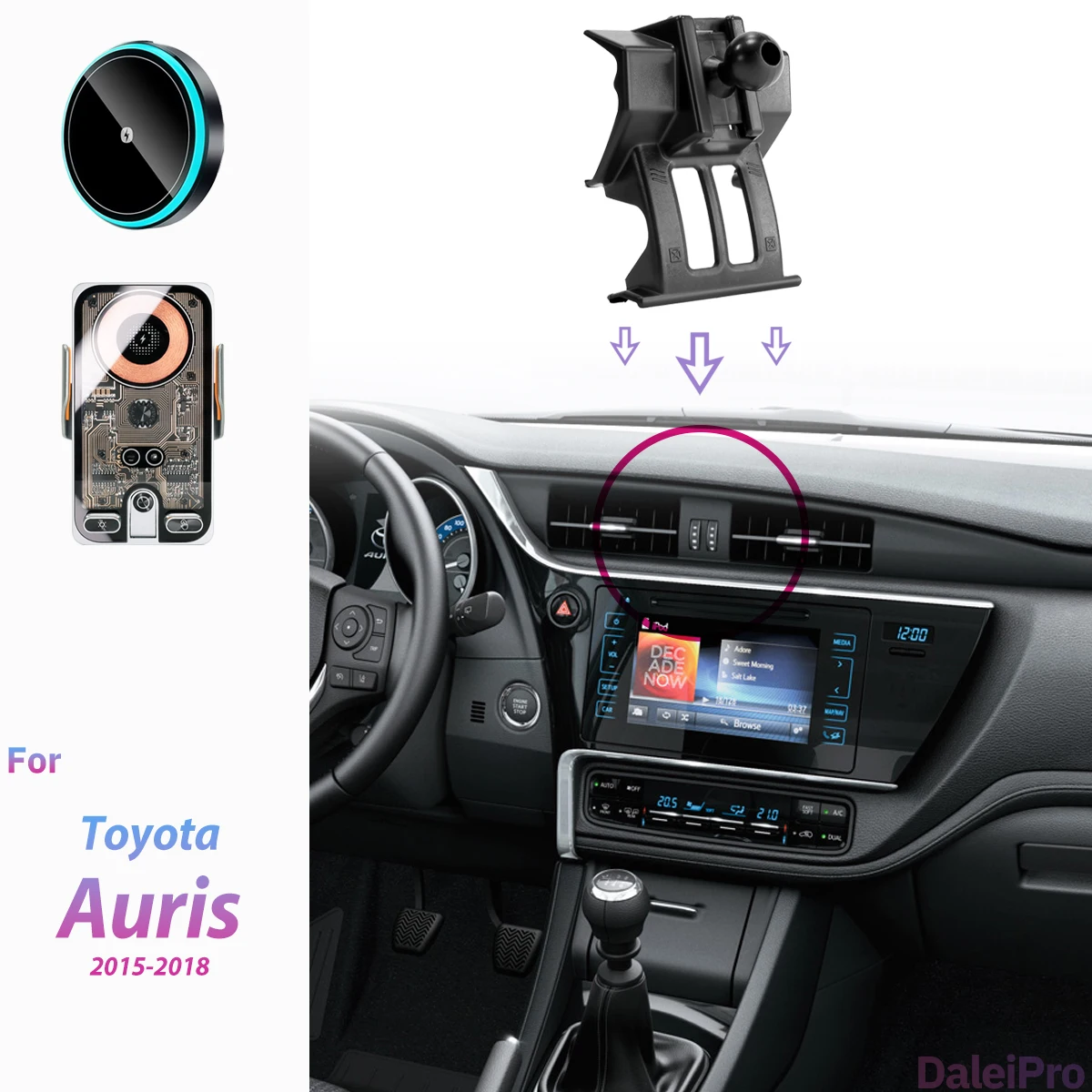 For Toyota Auris E180 2015 2016 2017 2018 Car Phone Holder, 2-in-1 Phone Stand & Base Kit, OEM Clip-On Design Phone Mount Base