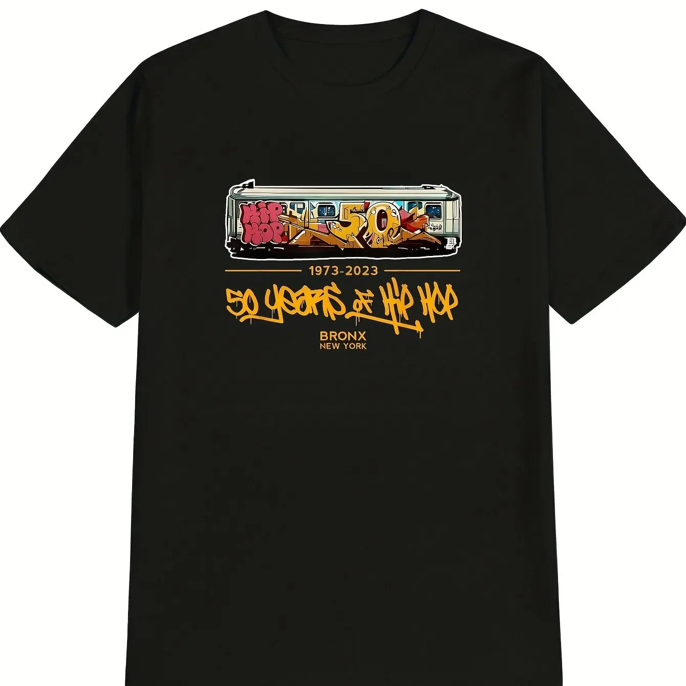 Herren Hip-Hop Grafik-T-Shirt - Schwarzes Retro NYC Subway Graffiti Tee (1973-2023), Robustes Vintage Urban Streetwear Shirt