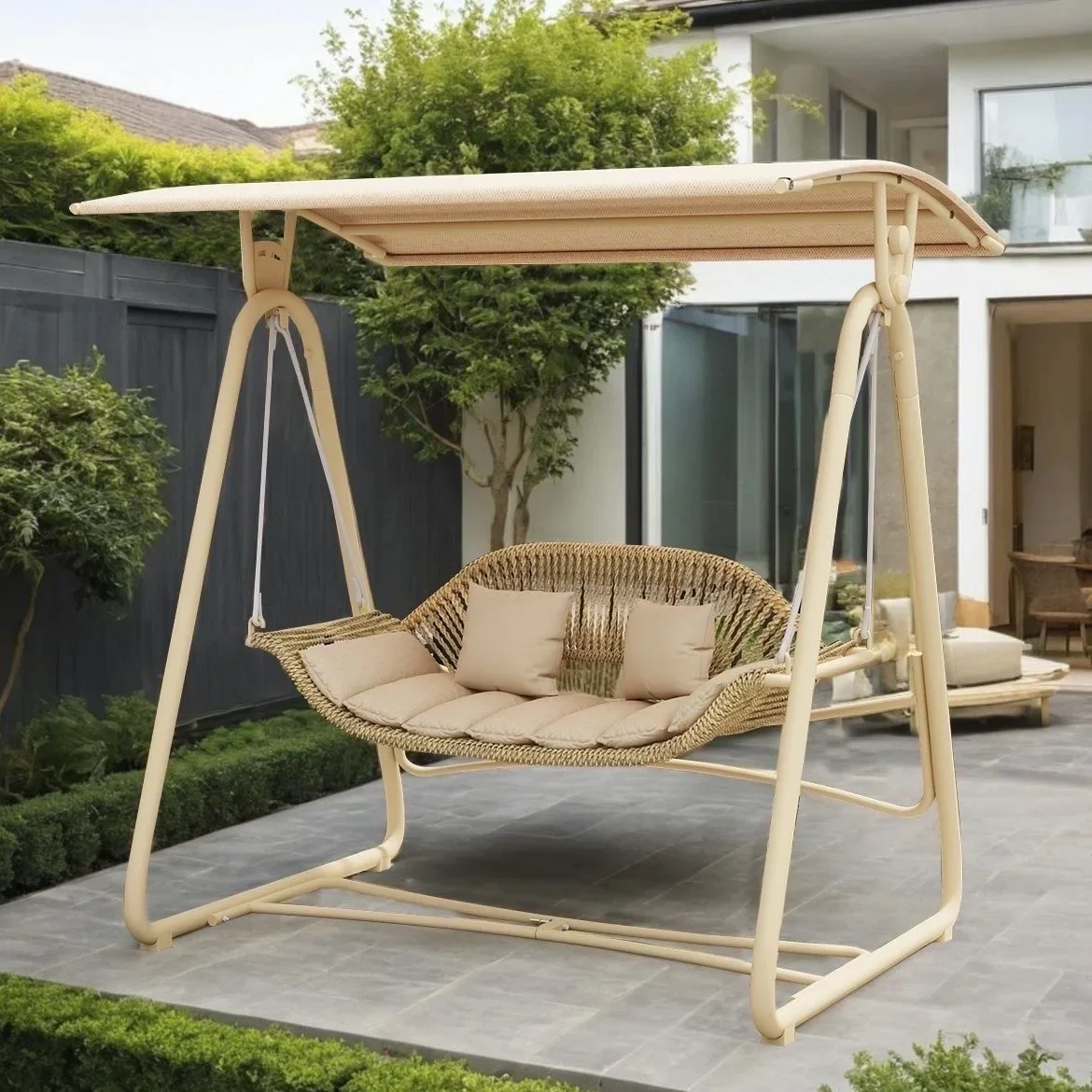 Outdoor Rattan Rocking Chair Swing Garden Swing Garden Leisure Chair Hotel Recliner Rocking Chair Courtyard Swing