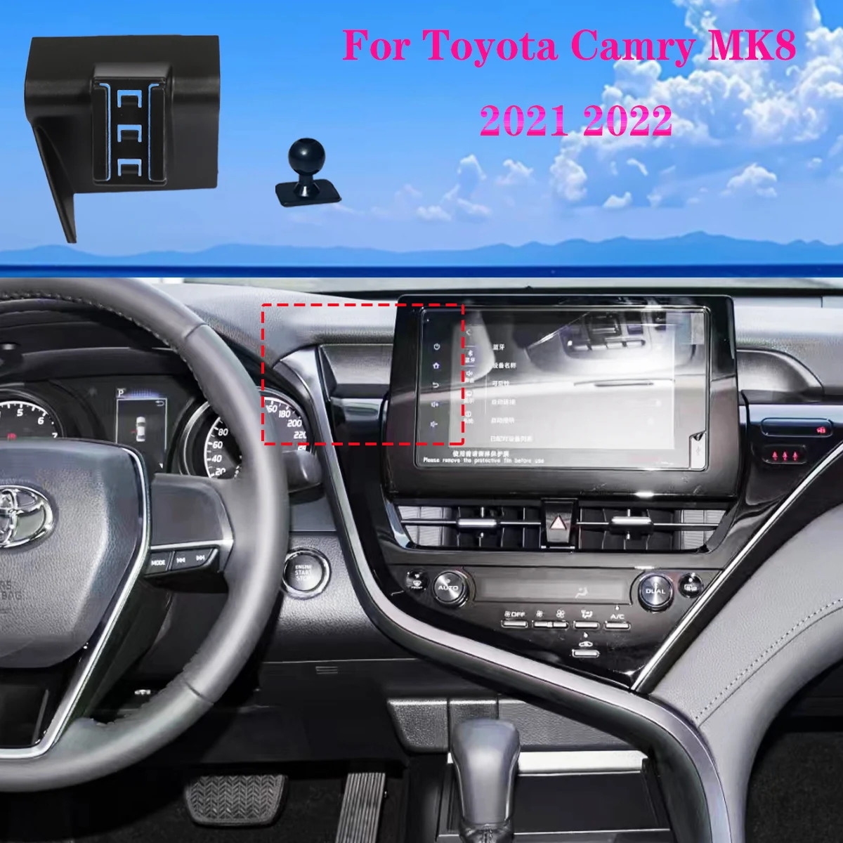 Car Phone Holder Special For Toyota Camry MK8 2021 2022 Mobile Phone Support Car phone Mounts Wireless Charging Accessories