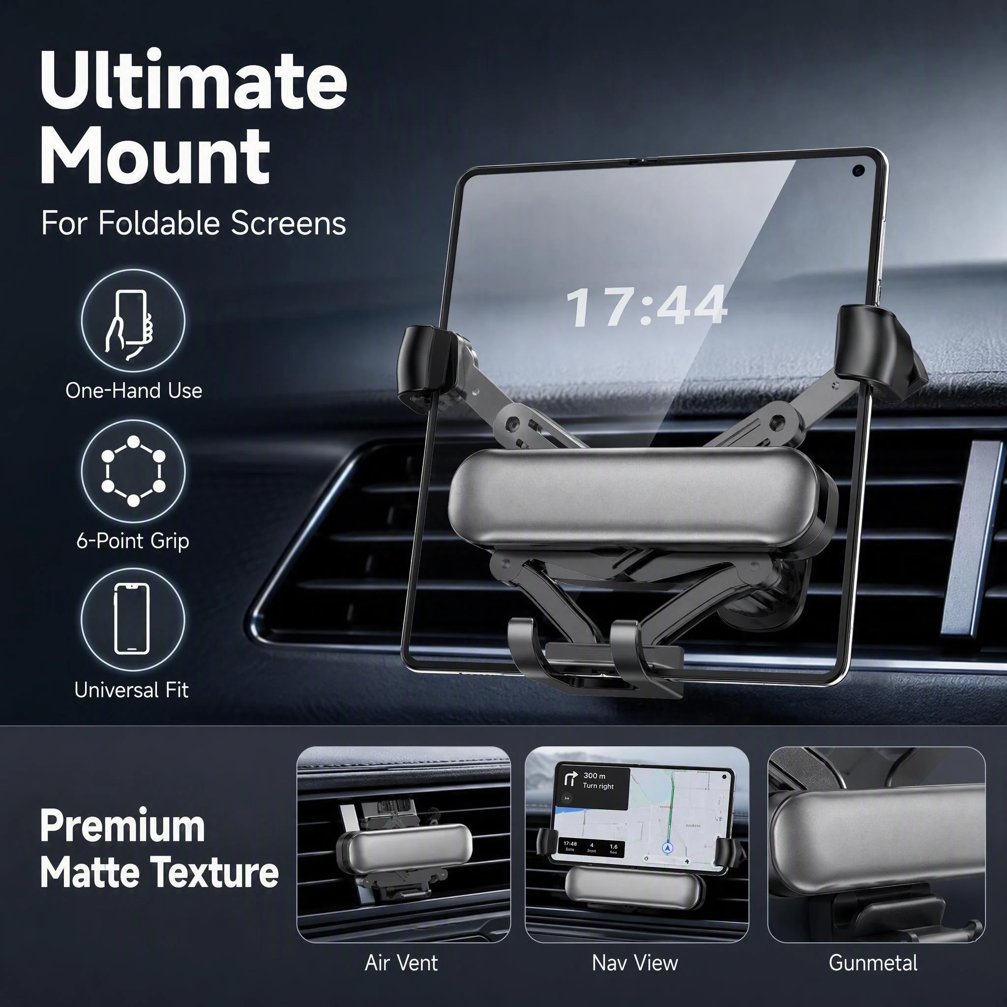 1PC Wide Folding Phone Holder, Foldable Phone Holder, Wide Straight Phone Holder Suitable for iPhone Duo Car Phone Holder