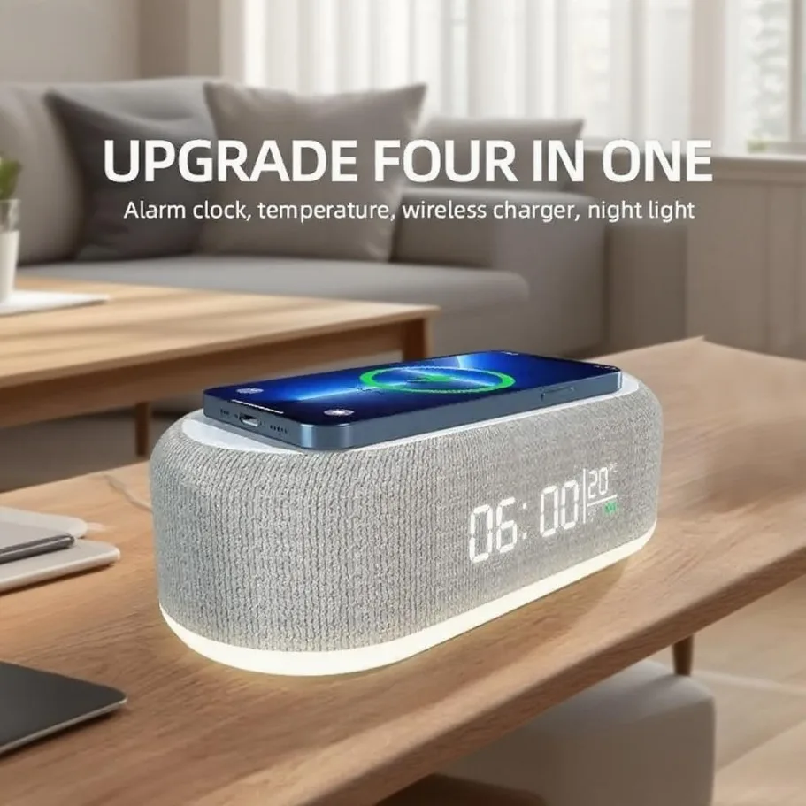 Wecker Drahtlose Ladegeräte Pad Telefon Schlafzimmer Lampe Nachtlicht Schreibtisch Thermometer Für iPhone 17 16 15 14 13 Schnelle Lade Dock