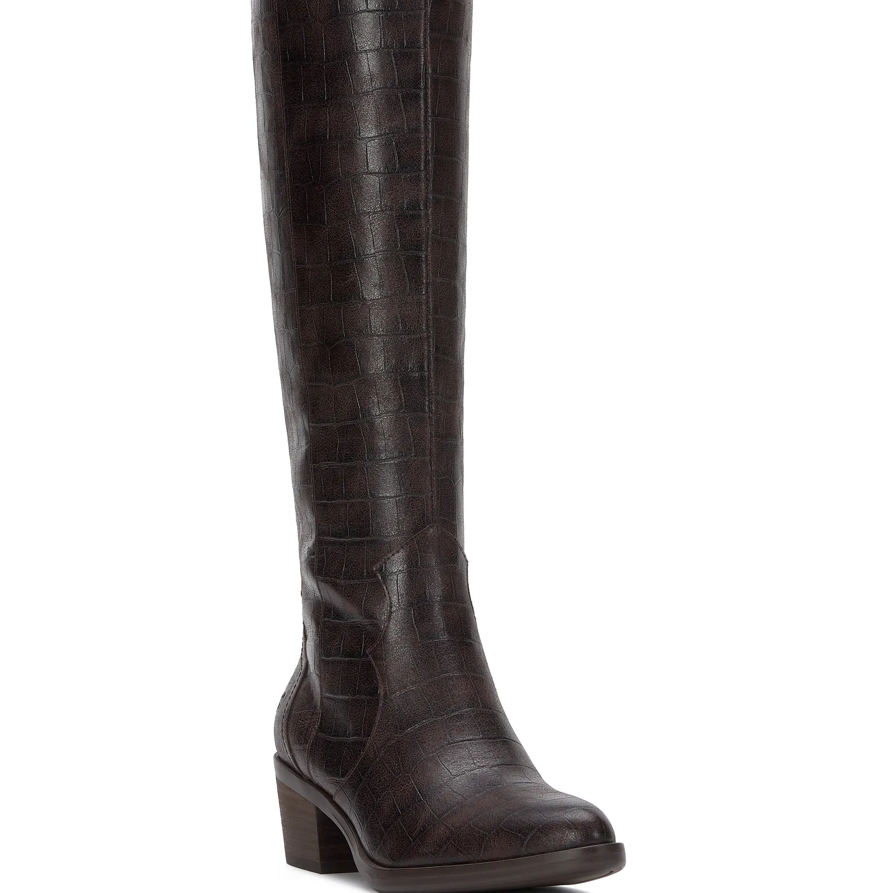 Lucky Brand Frahna Riding Boot - Women's Pants Denim Bootcut Jeans in Dark Brown, Size 5.5