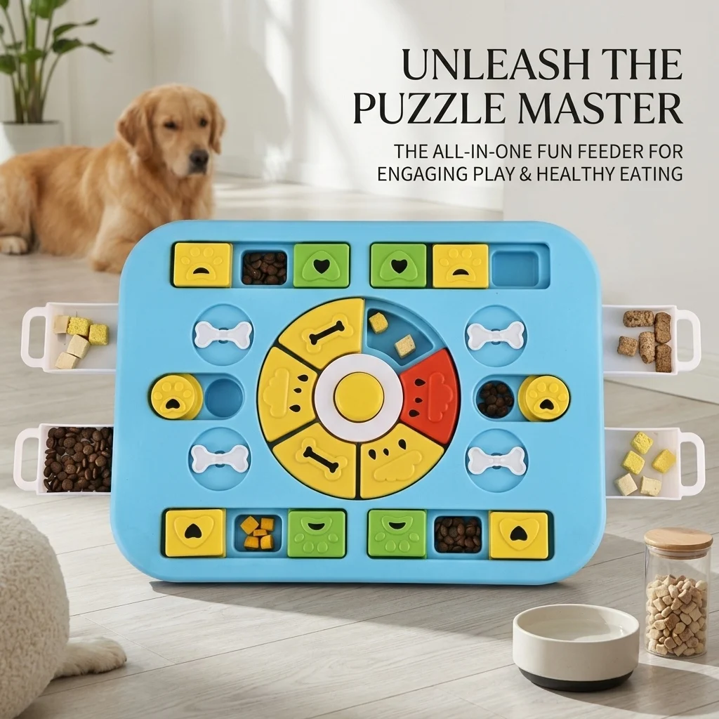 Futterspielzeug für Hunde und Katzen, Anti-Verstopfungs-Futterschale, Slow-Food-Schale, Fütterungswerkzeug, Intelligenztraining, Interaktives Puzzlespielzeug für Haustiere