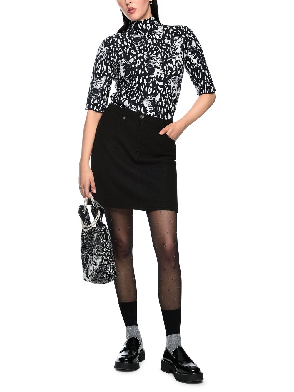 Marc Cain Minirock aus Schurwolle Damen schwarz, 38