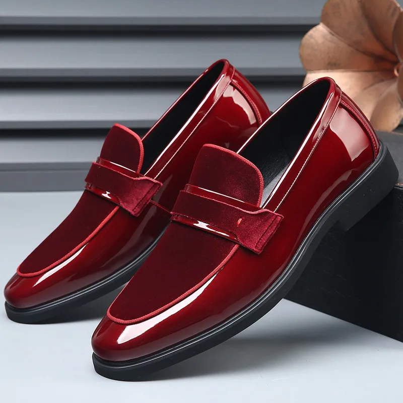 Mocassins formels pour homme, chaussures de mariage pour homme, chaussures noires et rouges pour homme, chaussures d