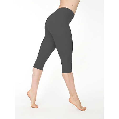 Damen Sport Leggings Yogahose Po-Lifting Bauchkontrolle Hohe Taille Fitnesstraining Laufen Fitness Capri Leggings Unterteile Einfarbig Dunkelgrau Schwarz Weiß Sport Sportkleidung Hohe Elastizität