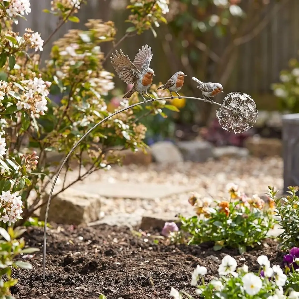 Cadeaux, piquet de jardin en métal en forme de moineau, piquet de jardin résistant aux intempéries, piquet de jardin coloré et incurvé, ornement de jardin en forme de moineau, décoration de patio.
