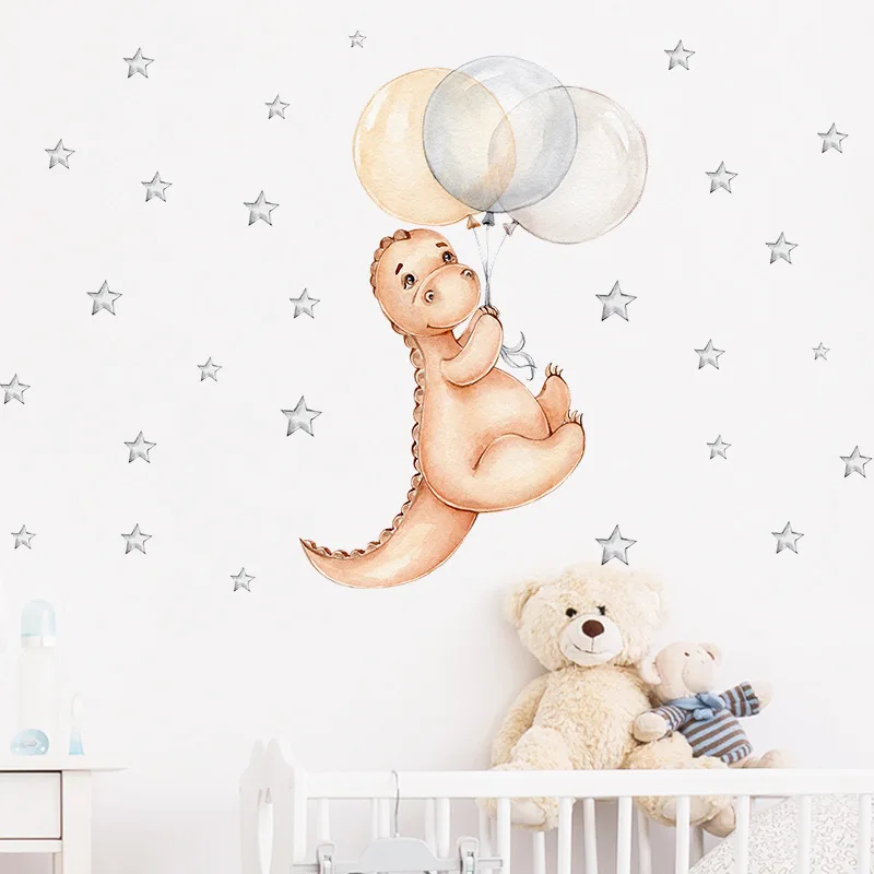 Cartoon-Dinosaurier-Wandsticker, Ballon-Motiv, für Kinderzimmer, abnehmbare Wanddekoration, zur Verschönerung des Kinderzimmers, selbstklebend.