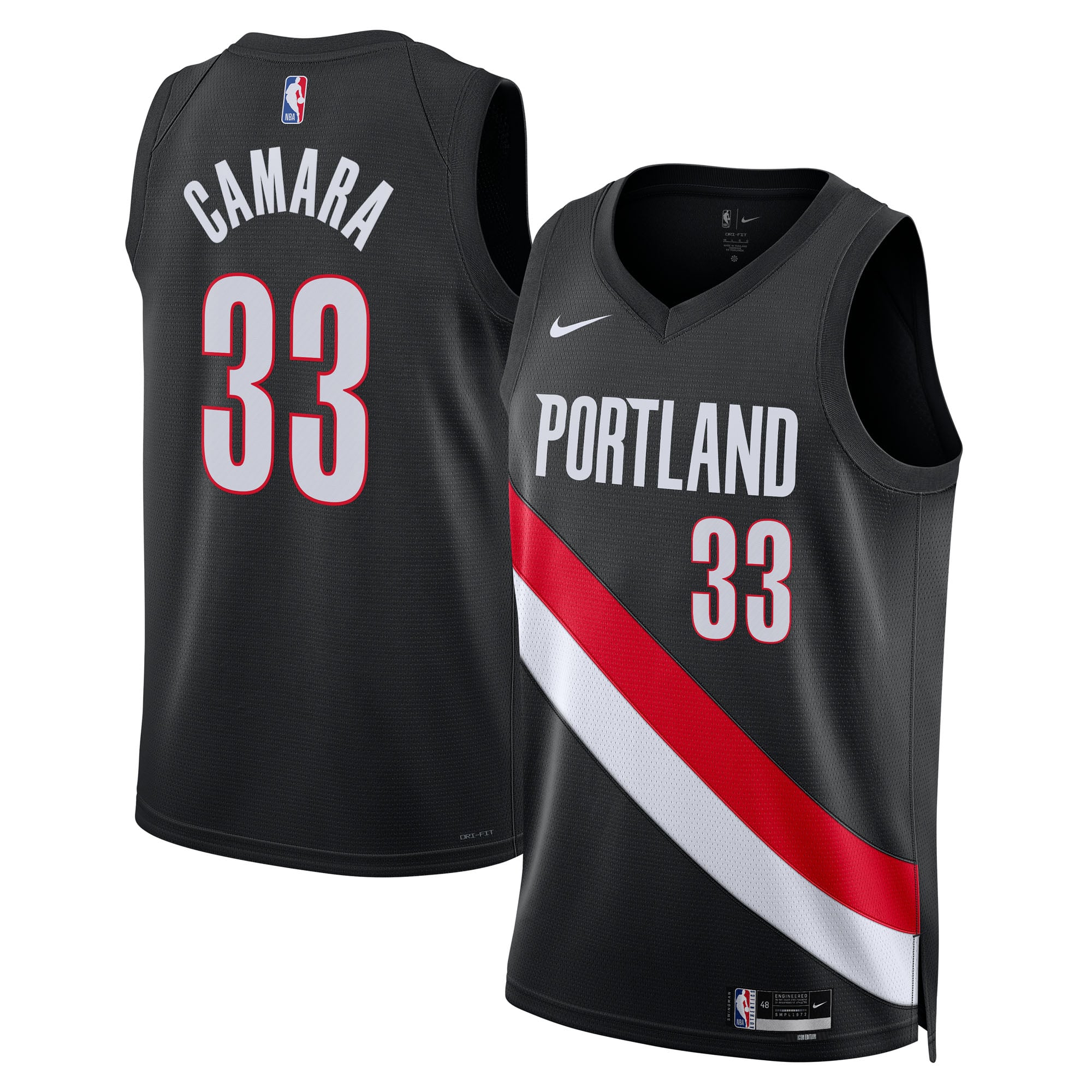 Portland Trail Blazers Nike Replica Icon Edition Swingman-Trikot – Schwarz – Toumani Camara – Unisex