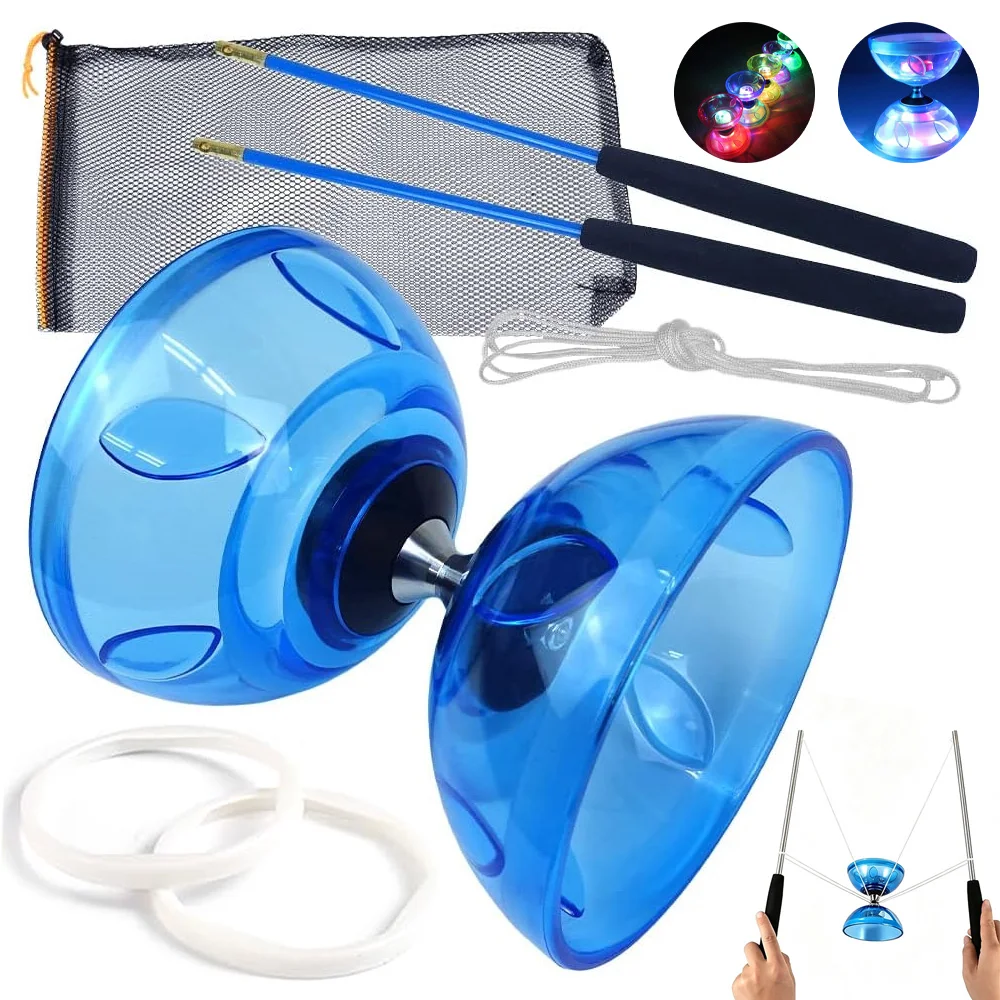Ensemble de diabolo portable, jouet yo-yo, équipement de fitness en plein air adapté aux adultes et aux enfants, diabolo en caoutchouc souple pour la coordination œil-main, entraînement scolaire, pratique des figures, jeu en plein air.