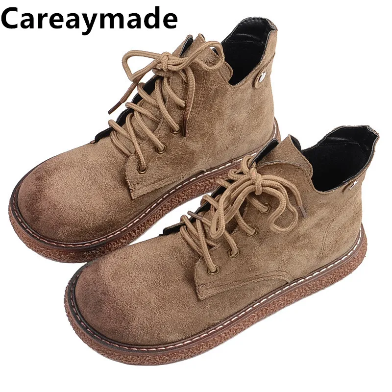 Careaymade-Neue Casual stiefel herbst & winter frauen vielseitige großen kopf puppe schuhe dicken sohlen kurze stiefel flache sohlen frauen stiefel