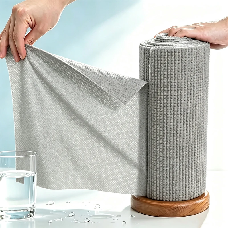 20PCS/Roll Reusable Microfiber Cleaning Cloth Kitchen Reusable Kitchen Dish Cloth Absorbing Oil Water Wipes Paper Replacement
