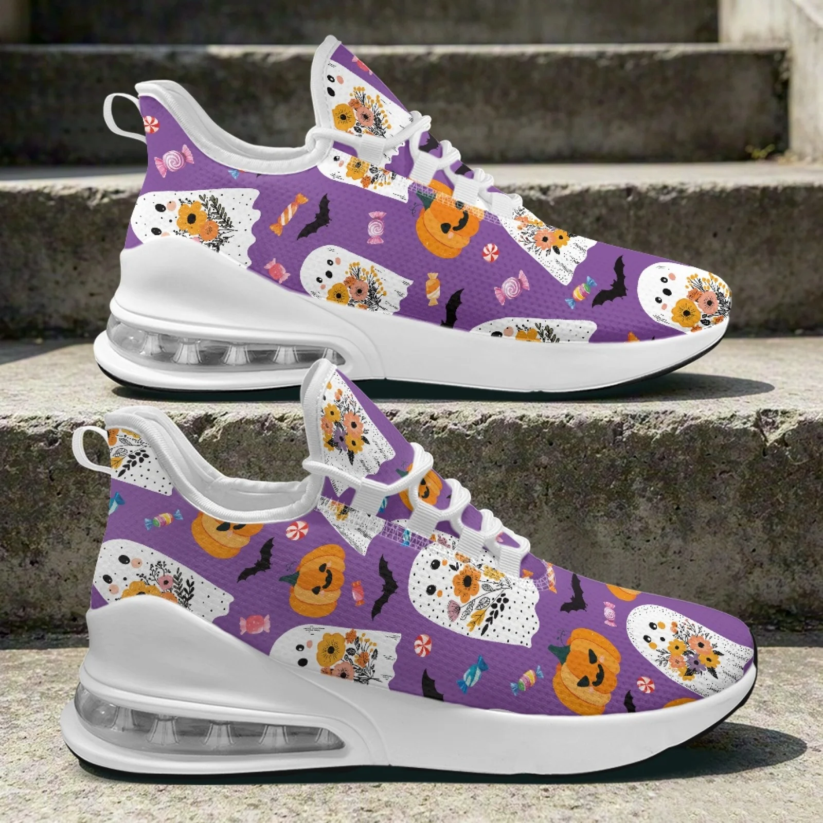 XIXIRIMIDO Halloween Air Cushion Schuhe für Damen, Winterschuhe, Damen-High-Platform-Sneaker, Damen-Sneaker, leicht, Größe 36-46
