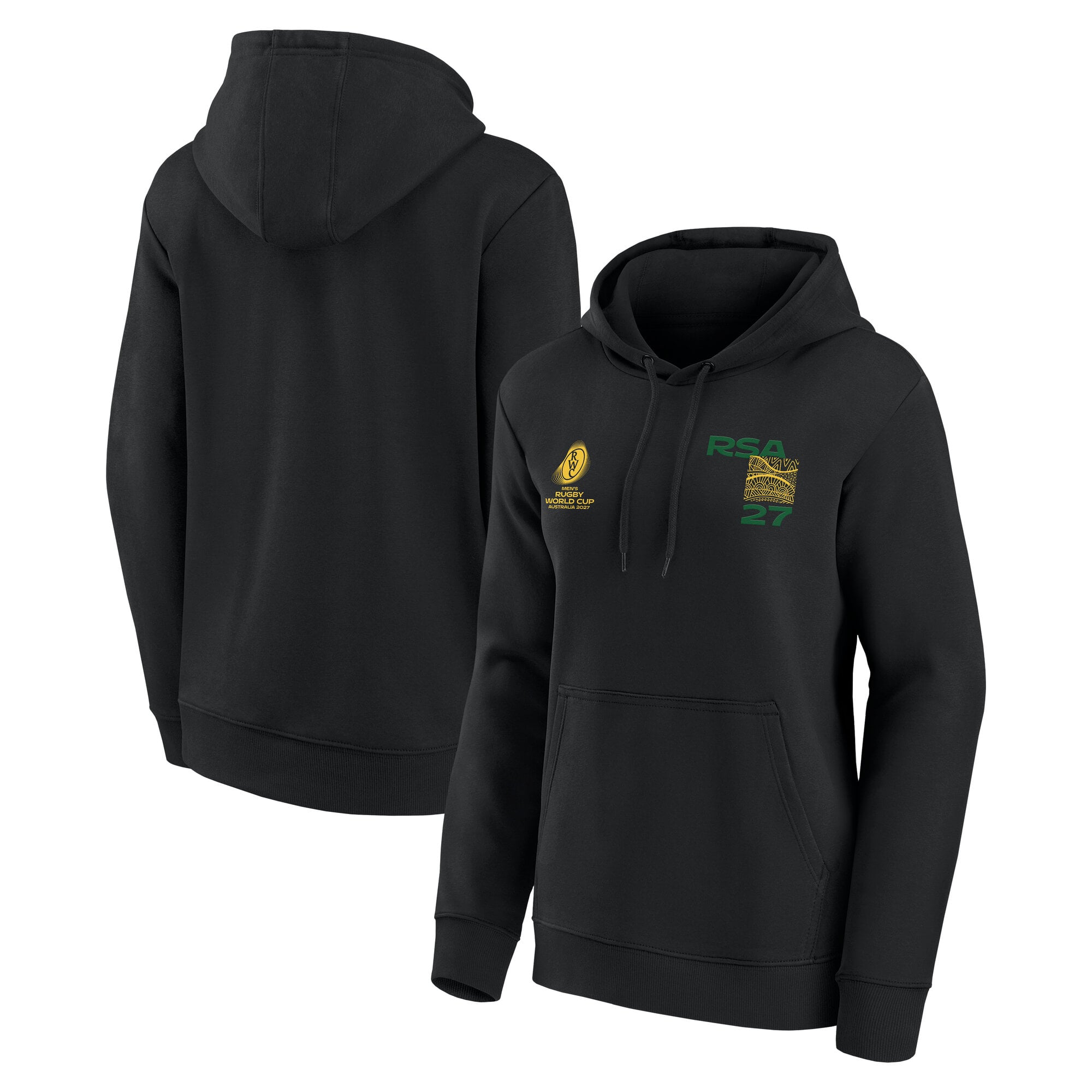 Südafrikanischer Rugby-Fan-Hoodie mit Grafik – Schwarz – Damen