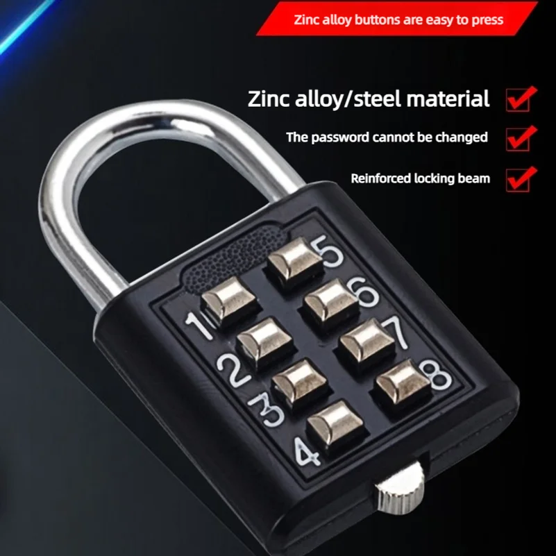 Serrure à code à bouton, cadenas numérique à code, serrure pour dortoir, serrure à code pour salle de sport, serrure de porte antivol, cadenas à code pour bagages.