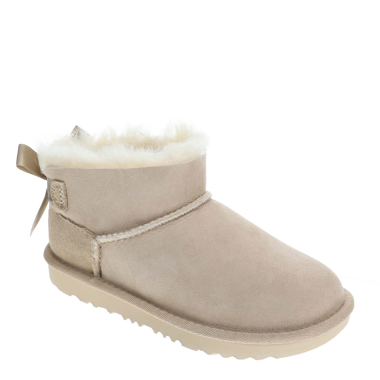 UGG Ultra Mini Bailey Bow K (Kids Toddler-Youth) Casual in Sand, Size 4 Youth M, Leather
