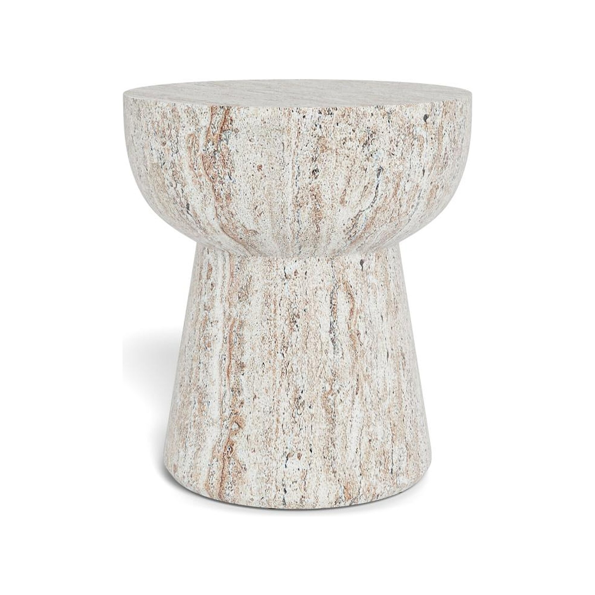 Actona »Cabra« Ecktisch rund Faserzement Travertin Ø 40x45 cm / Faserzement Travertin