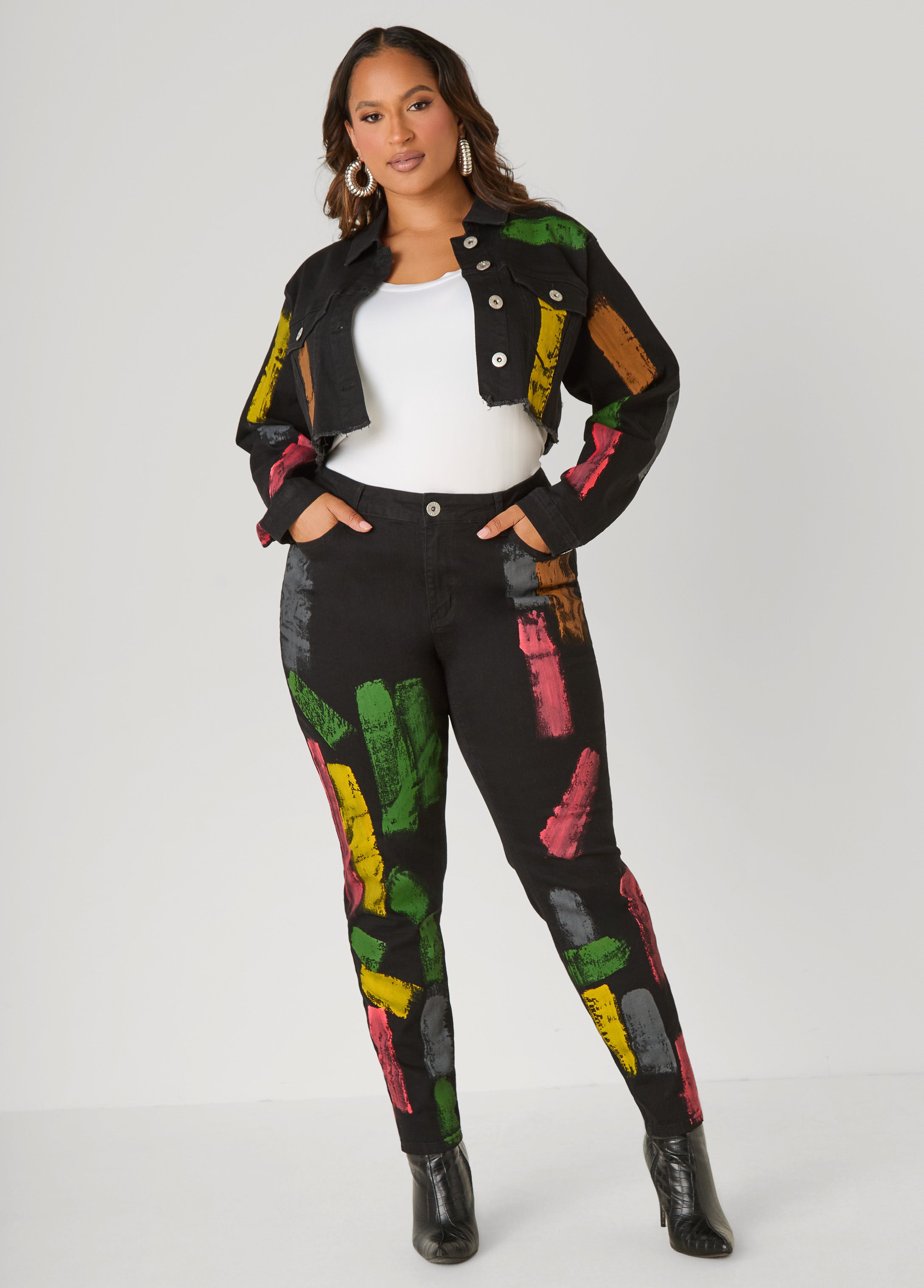 Plus Size Painted Skinny Jeans