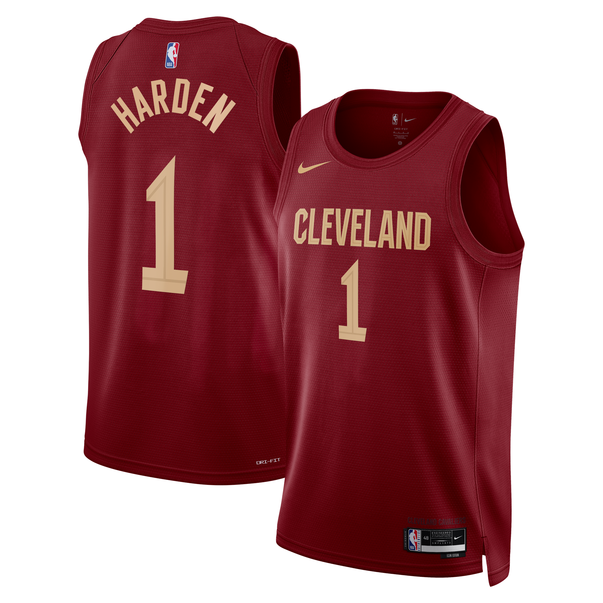 Cleveland Cavaliers Nike Icon Edition Swingman-Trikot – Weinrot – James Harden – Unisex