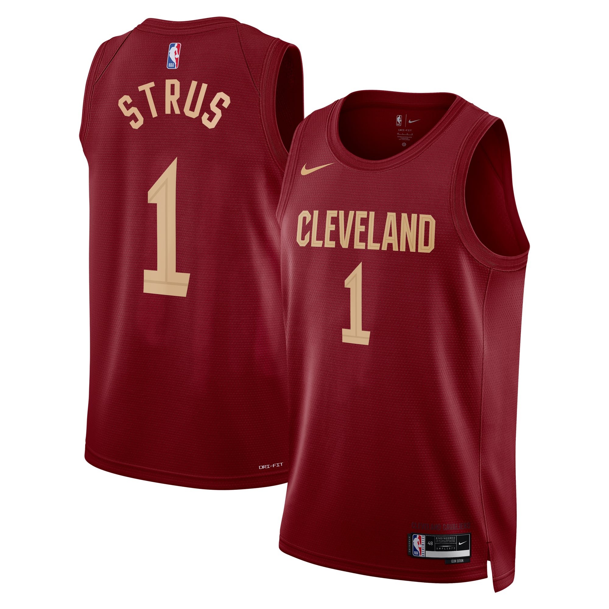 Cleveland Cavaliers Nike Icon Edition Swingman-Trikot – Kastanienbraun – Max Strus – Unisex