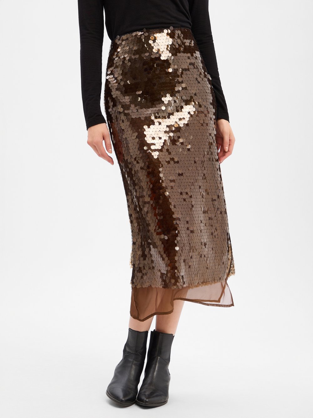 Rich & Royal Paillettenrock Damen braun, 36