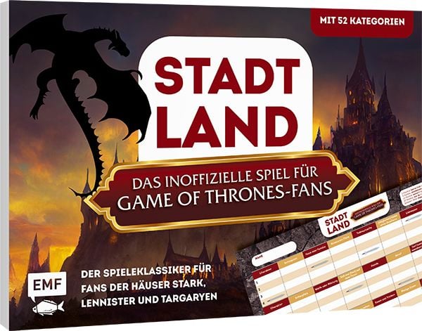Stadt, Land, das inoffizielle Spiel für Game of Thrones-Fans – Der Spieleklassiker für Fans der Häuser Stark, Lannister und Targaryen