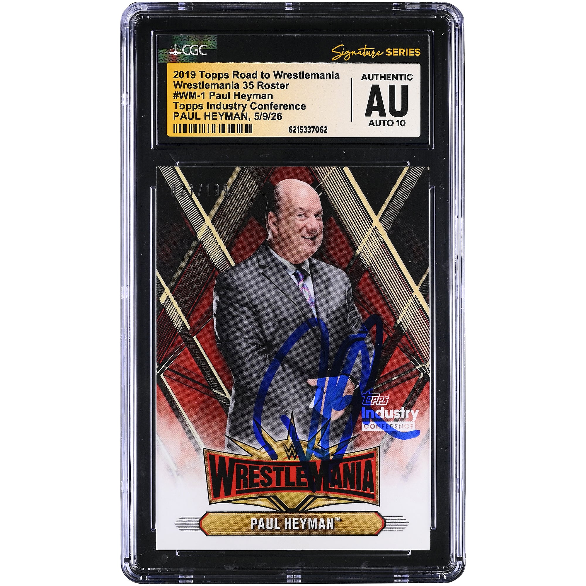 Paul Heyman WWE Autogrammkarte 2019 Topps Road to WrestleMania 35 Roster #WM-1 #/199 CGC Fanatics Witnessed Authenticated AUTO 10