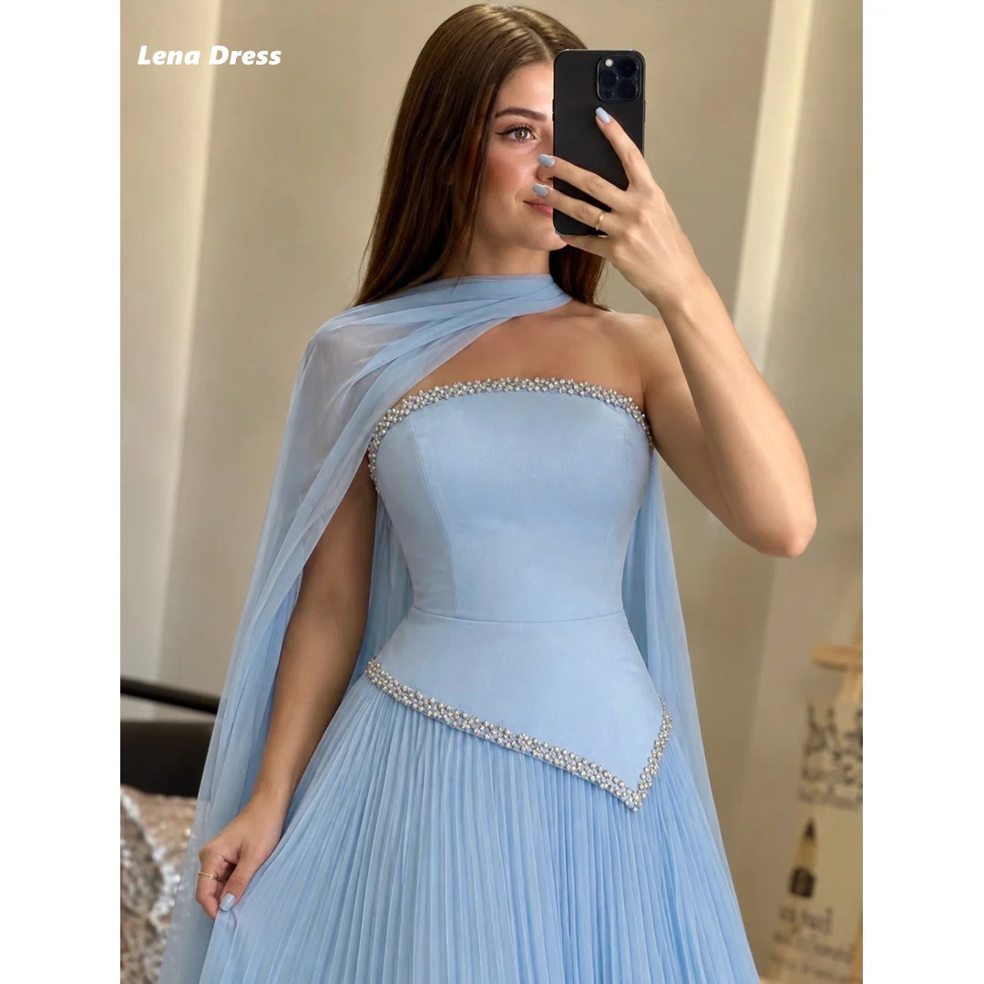 Lena Sky Blue Elegant Dresses for Woman Party Wedding Chiffon Luxury Evening Dresses 2026 Prom Dress Crystal Customized Shawl