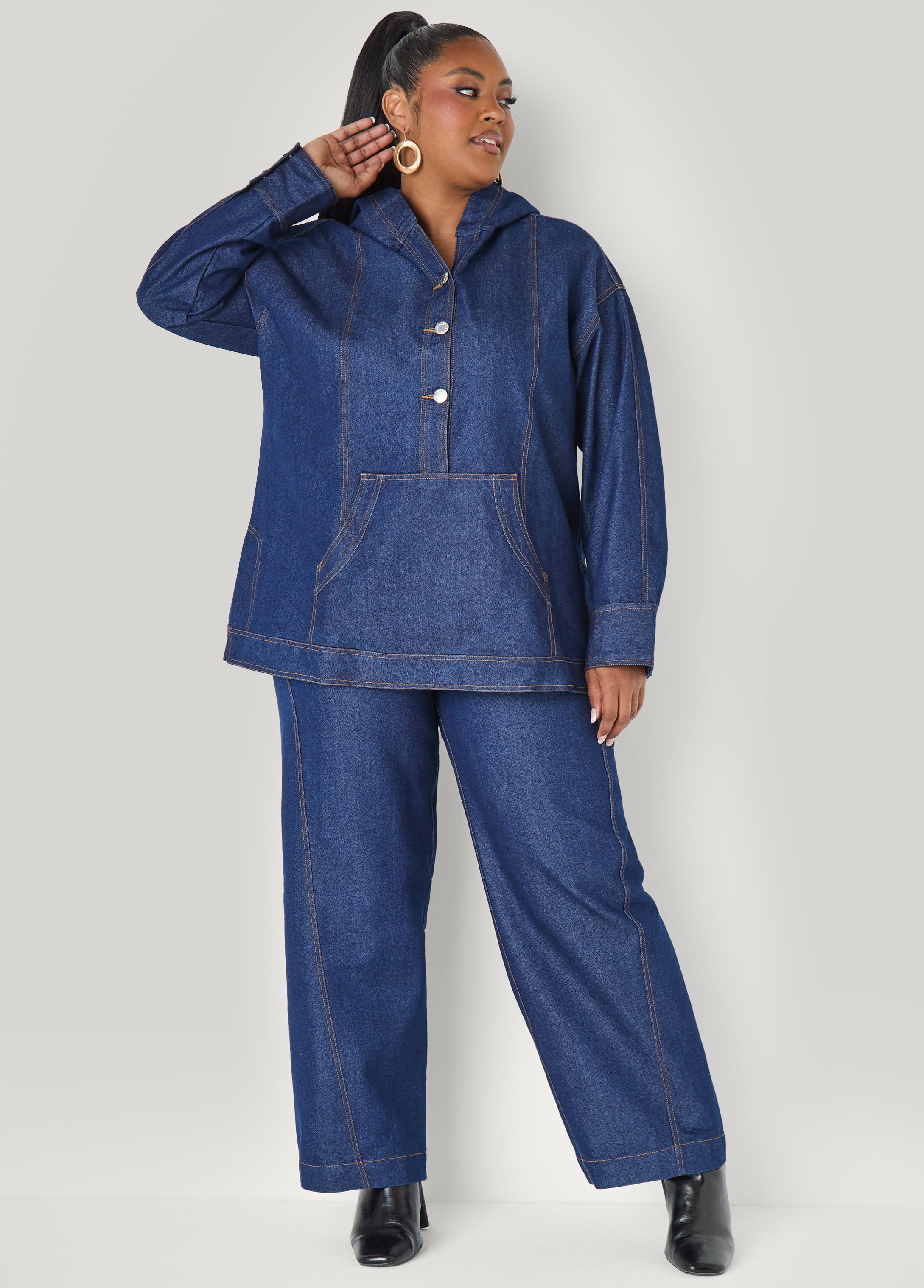 Plus Size High Waist Wide Leg Jeans