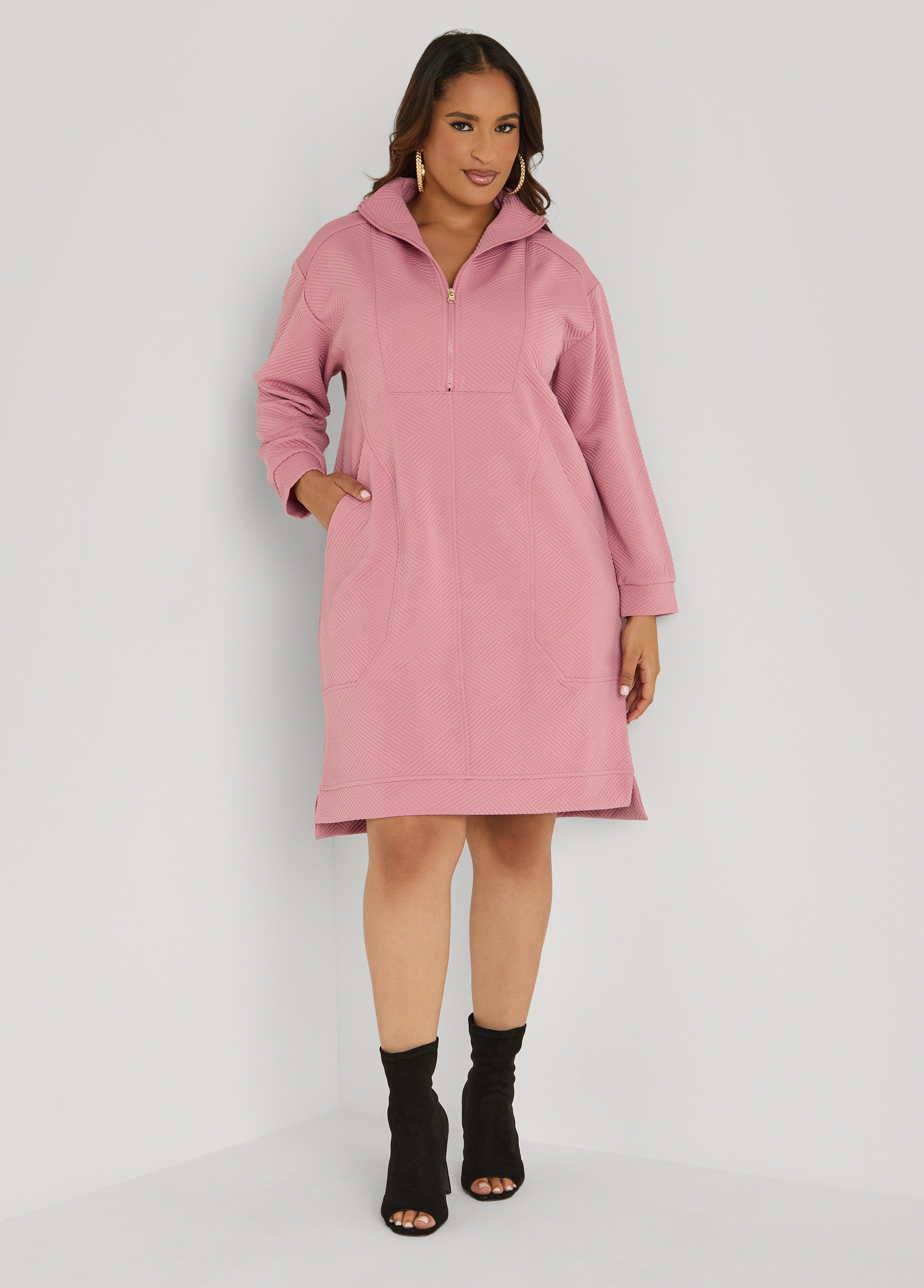 Plus Size Athletic Knit Zipped Sneaker Dress