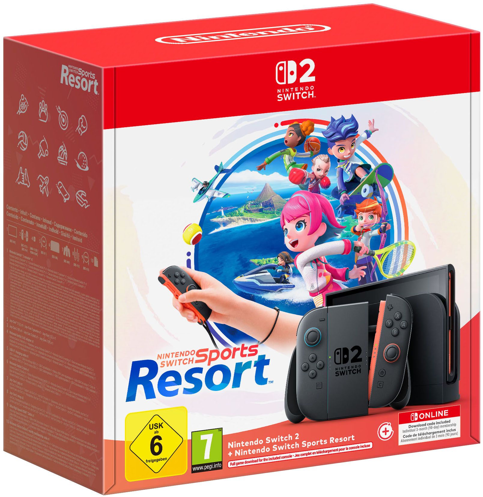 NINTENDO SWITCH 2 Konsolen-Set "Switch 2 + Sports Resort", schwarz, B:27,2cm H:11,6cm T:1,39cm, Spielekonsolen, Topseller