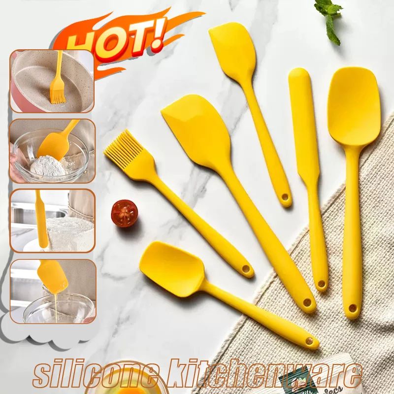 6 Piece Heat Resistant Silicone Spatula Set For Cooking, Baking And Nonstick Cookware 6 Piece Heat Resistant Silicone Spatula Set For Cooking, Baking And Nonstick Cookware