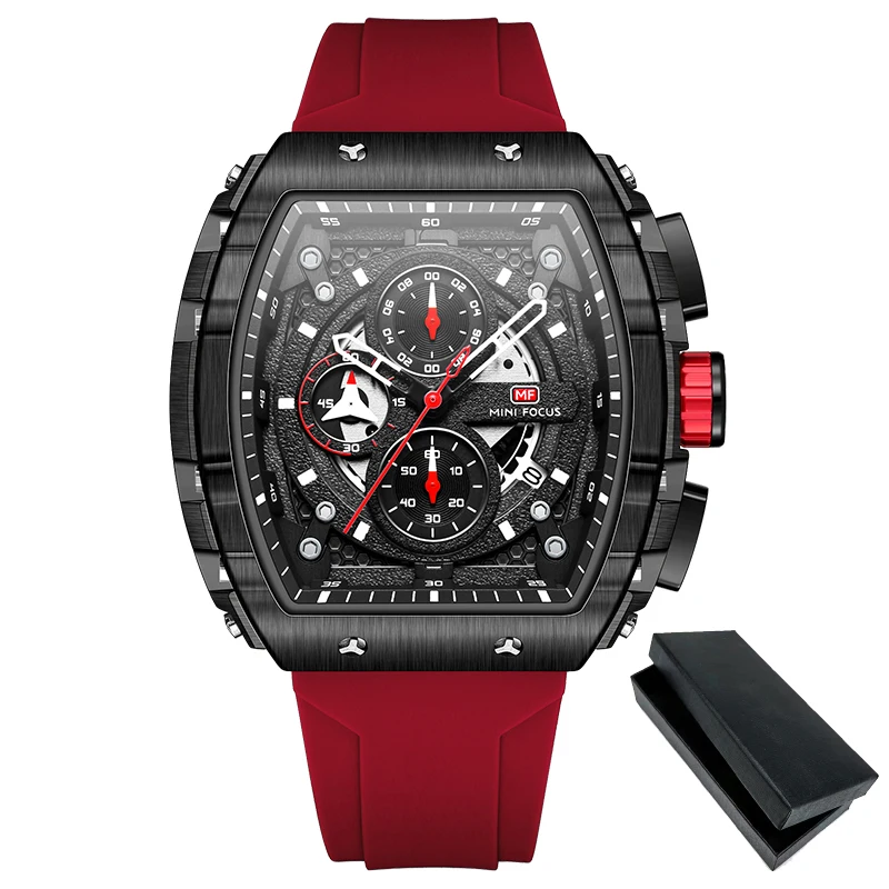 Luxury Date Quartz Men Watch Chronograph Sport Wrist Watch red