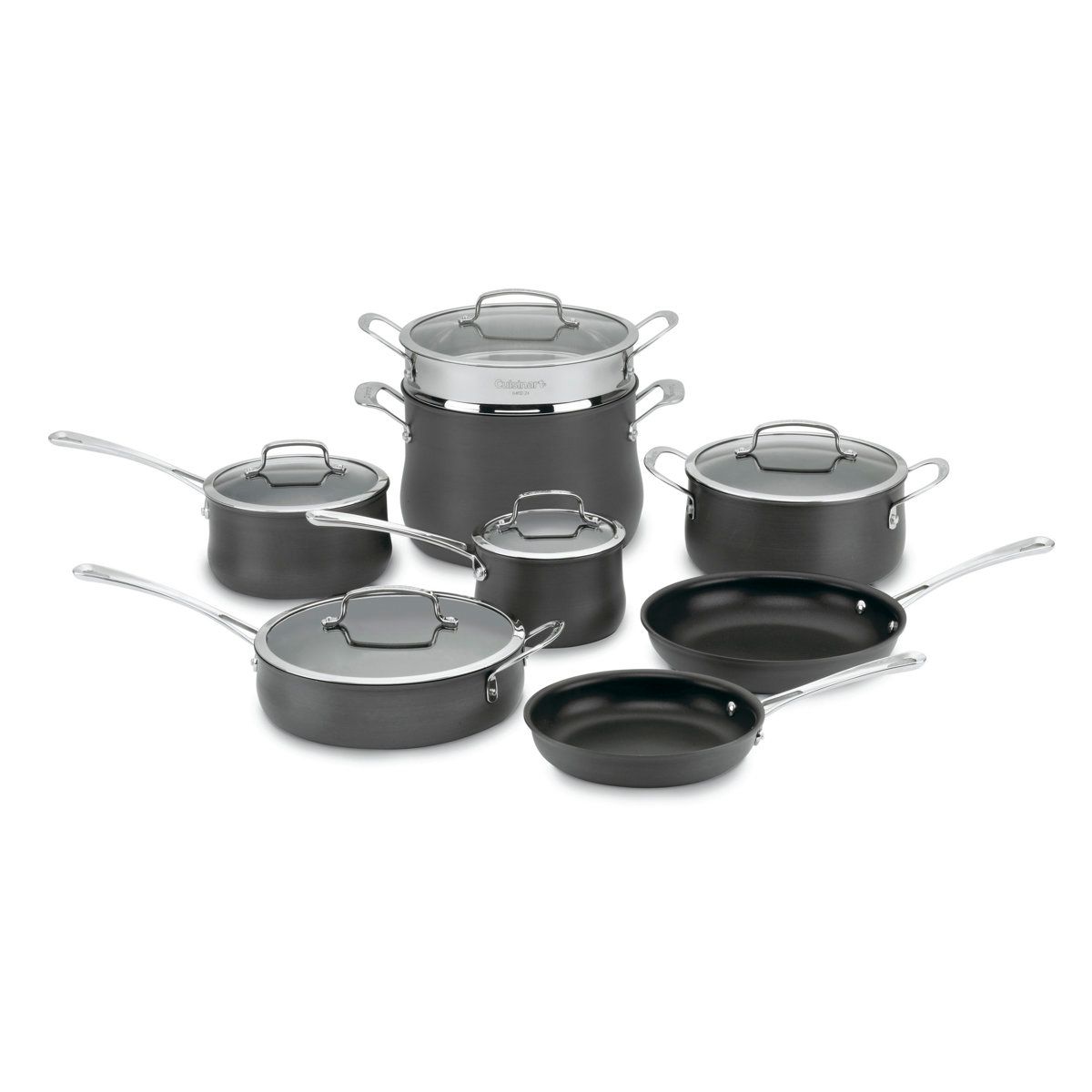 13 Piece Hard Anodized Nonstick Cookware Set With Stay Cool Handles 13 Piece Hard Anodized Nonstick Cookware Set With Stay Cool Handles