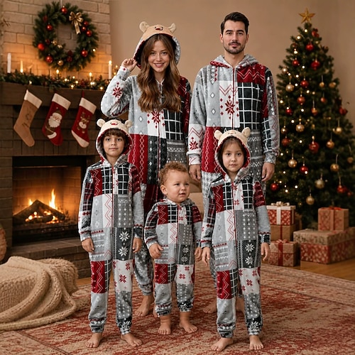 Pyjamas assortis pour toute la famille à Noël Pyjamas de Noël en famille Combinaison cadeau de Noël Renne Déguisement Cosplay pour Unisexe Adultes Enfant Noël Nouvel An la veille de Noël Offrir des