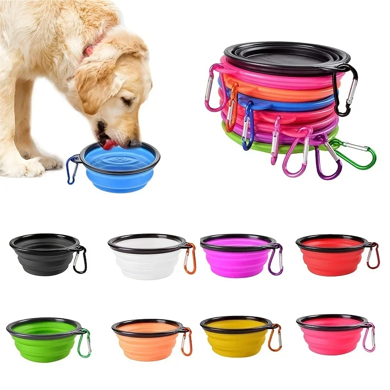 Bol portable pour nourriture d'animaux de compagnie, bol en TPR durable, bol pliable en silicone pour nourriture de chat et de chien, bol portable pour eau et nourriture, idéal pour les voyages et les