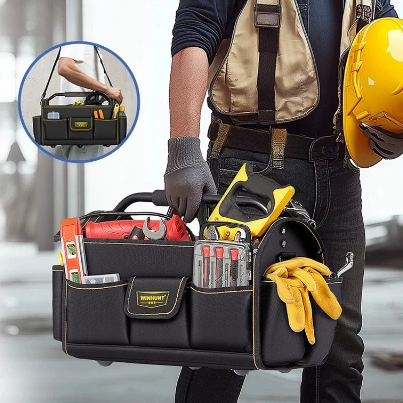 Sac de rangement pour outils, sac à outils d'électricien, boîte à outils d'atelier, sac à outils robuste, valise à outils, sac à dos porte-outils avec ceinture