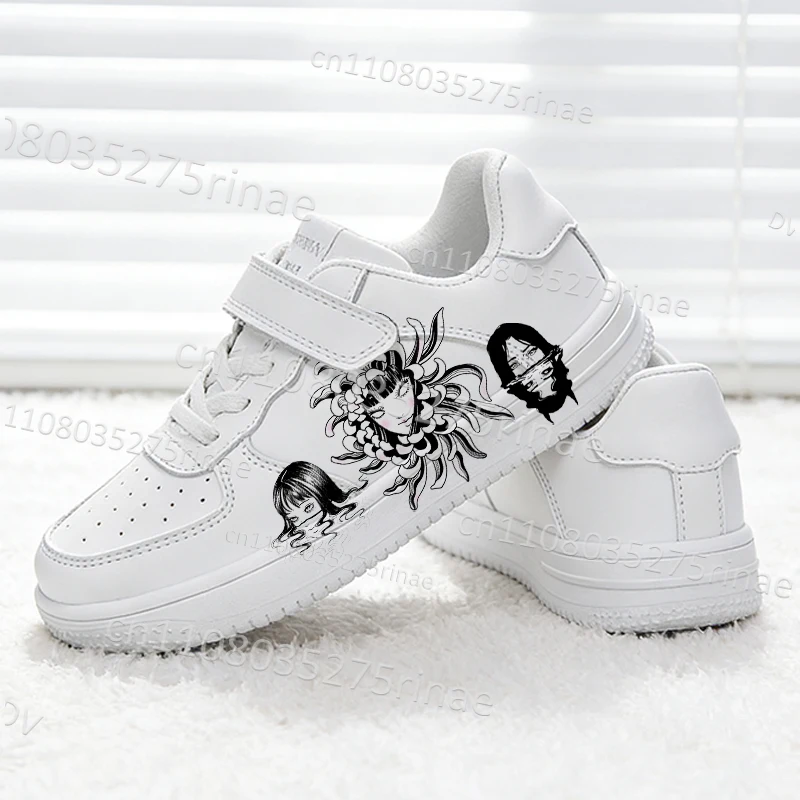 Junji Ito Weiße Eltern-Kind-Schuhe für Herren und Damen, wasserdicht, atmungsaktiv, langlebig, für vier Jahreszeiten, modisch, beliebte Turnschuhe, Geschenk für Jungen und Mädchen