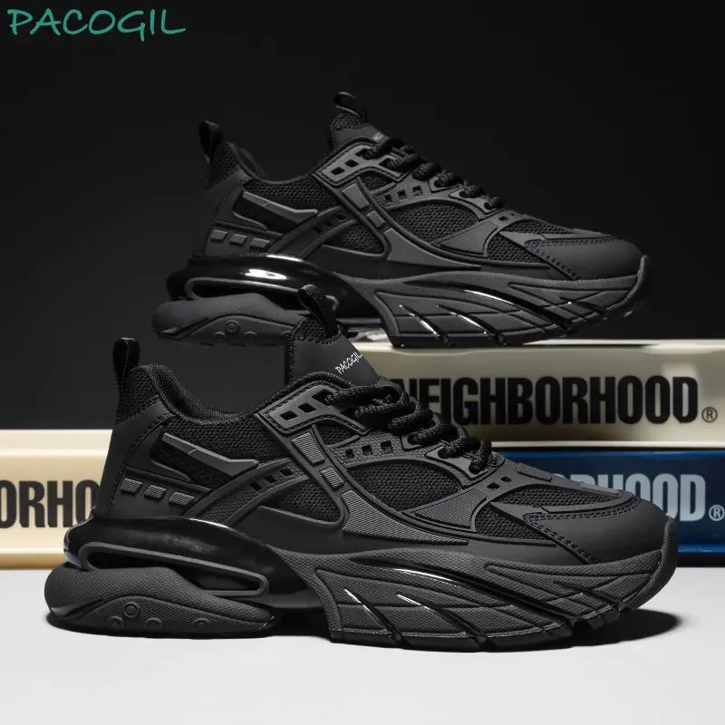 Freizeitschuhe Herrenschuhe Vier-Jahreszeiten-Schuhe Herren schwarze Sportschuhe Laufschuhe Papa-Schuhe dicke Sohle