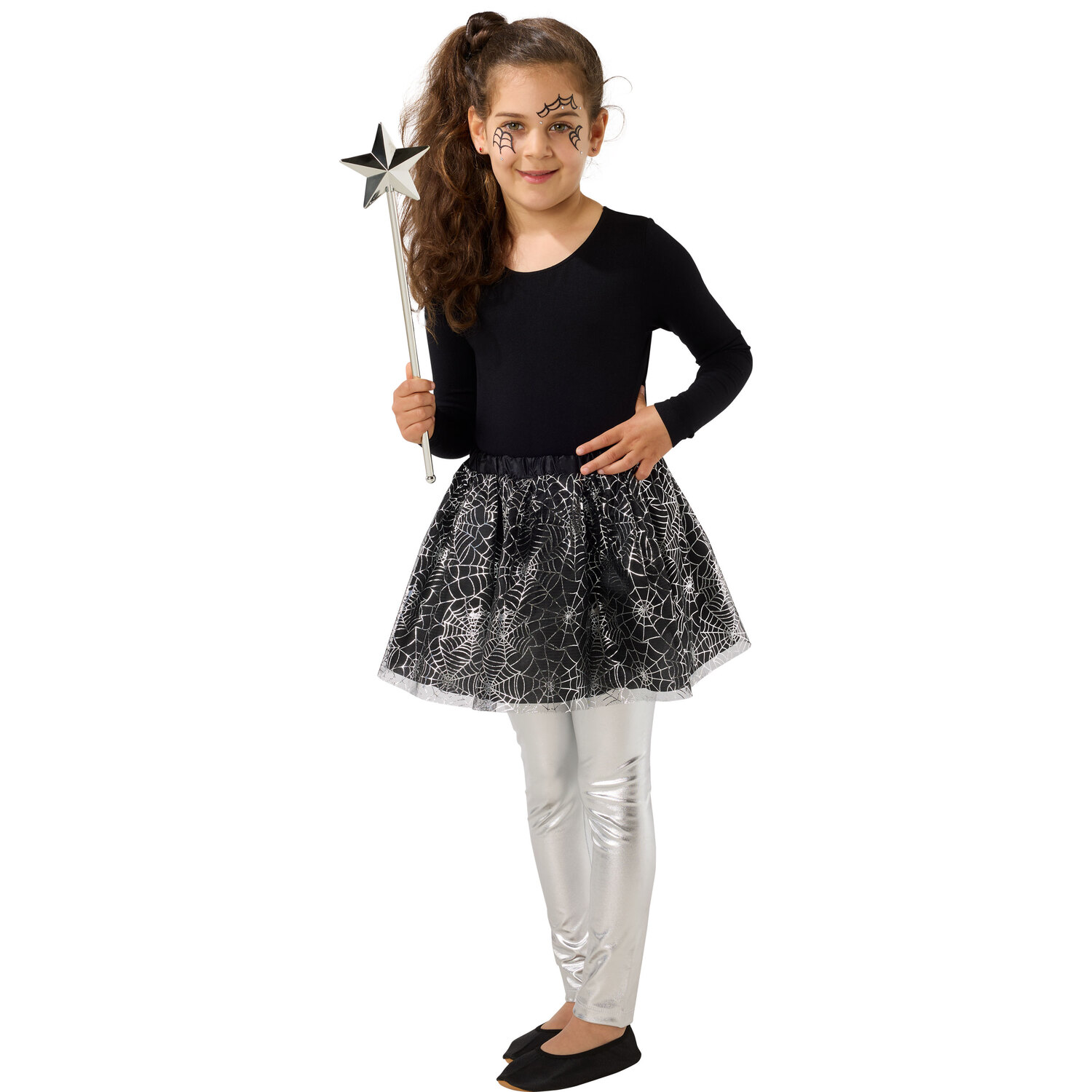 Jupe enfant "toile d'araignée", noir/argenté